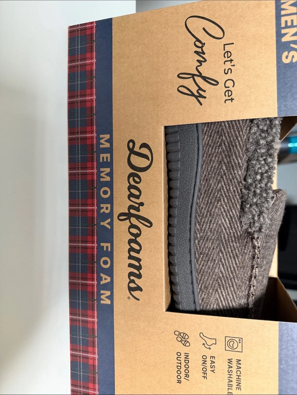 dearfoams Brown Herringbone Men’s Slip-On Slipper